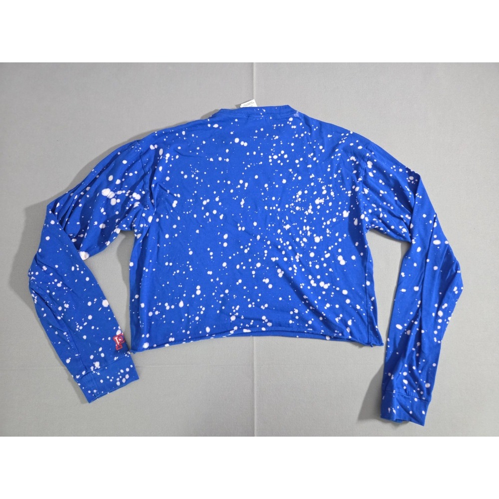 Victorias Secret PINK Crop Top Womens Extra Small Blue Tie Die Baseball Shirt - Picture 2 of 7